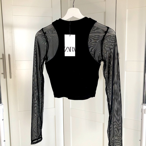 CUTE ZARA TULLE RIBBED TOP - Picture 2 of 6